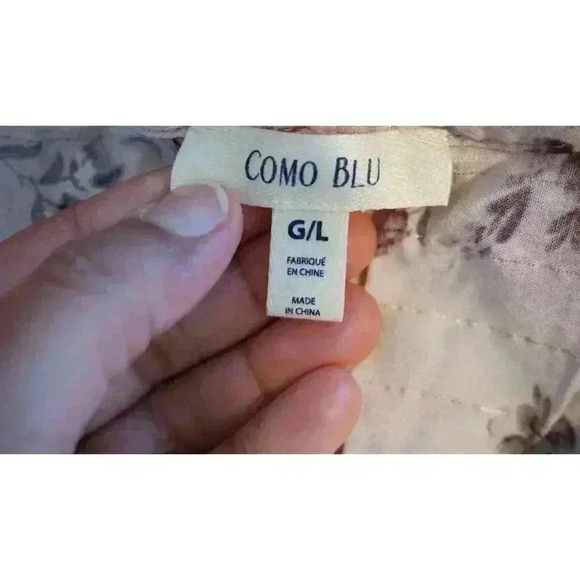 Como Blu V-Neck Short Sleeve Floral Blouse Top, Size L - Picture 4 of 13